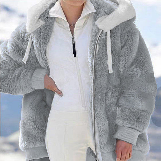 🎅Heiße Rabatte 50 % RABATT🔥Kapuzen-Fleecejacke mit Lammfellfutter🐑🚀Kostenlosen Versand