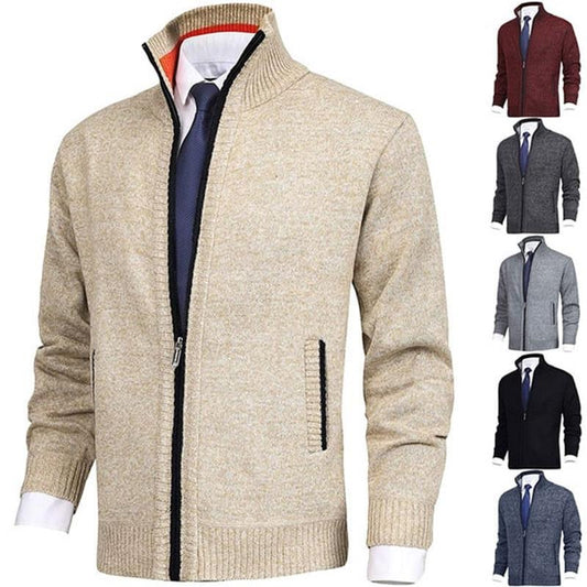 🔥50 % Rabatt, solange der Vorrat reicht🎉Herren Einfarbige Strickjacke mit Stehkragen