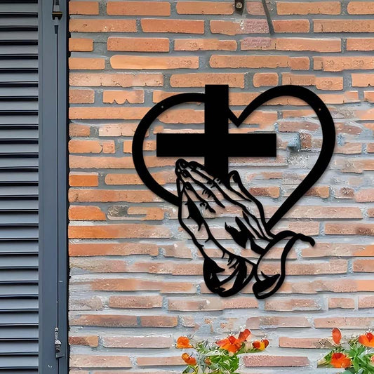 Elegante Wanddekoration mit christlichem Herz und Kreuz