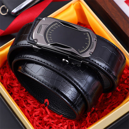 Herren-Gürtel mit Krokodilprägung und automatischer Schnalle