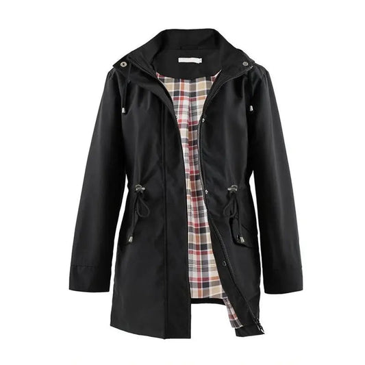 🍂Mittellange Windjacke mit Kapuze, Tunnelzug und Reißverschluss🧥