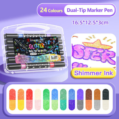 🔥Heißer Verkauf 50 % RABATT🎁Dual-Tip Glitter Marker Pen