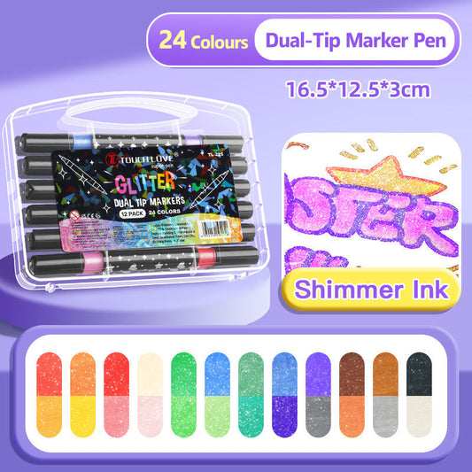🔥Heißer Verkauf 50 % RABATT🎁Dual-Tip Glitter Marker Pen
