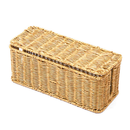 🌸2025 Heiße Angebote🔥Handgewebte Rattan-Kabelaufbewahrungsbox mit Deckel