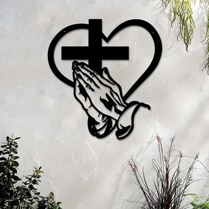 Elegante Wanddekoration mit christlichem Herz und Kreuz