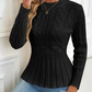 🎅🎁Weihnachtsangebot – 50 % Rabatt⏳Damen Pullover mit grobem Strick, Rundhalsausschnitt und Peplum-Saum🚀Versandkostenfrei