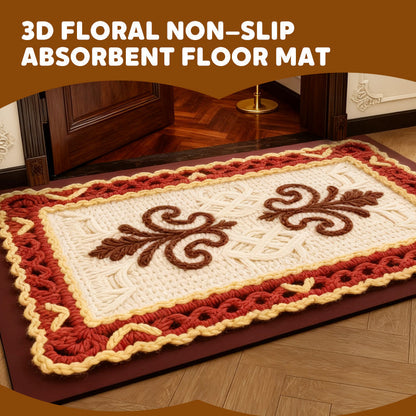 🌲Weihnachtsdeal: 3D-Floral-Garn Bodenmatte - Saugstark & Rutschfest