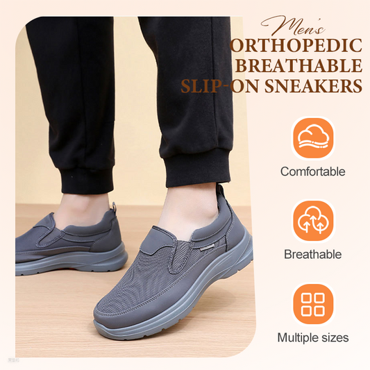 👟 60% RABATT JETZT!🚀Versandkostenfrei ✨ Herren Orthopädische Atmungsaktive Slipper-Sneakers - Fußgewölbe Unterstützung mit Memory-Schaum Einlegesohlen für Ganzägigen Komfort 🏃‍♂️💨