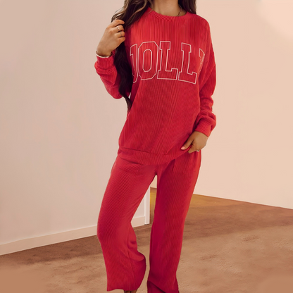 Festliches 2-teiliges Set mit Streifenmuster: Langärmliges Oberteil & Weite Hose mit Kordelzug🚀Versandkostenfrei